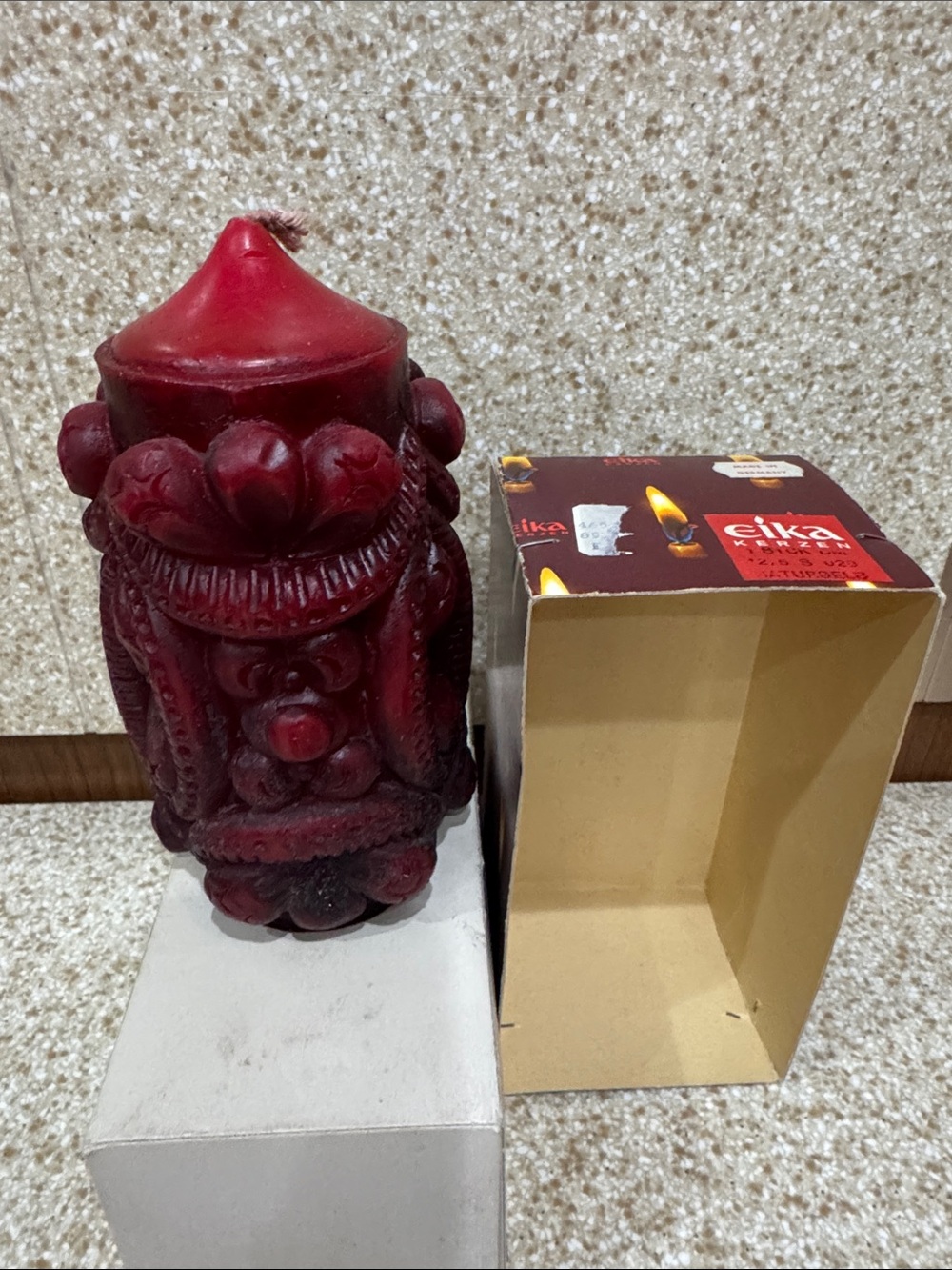 Vintage Red Decorative German made Candle